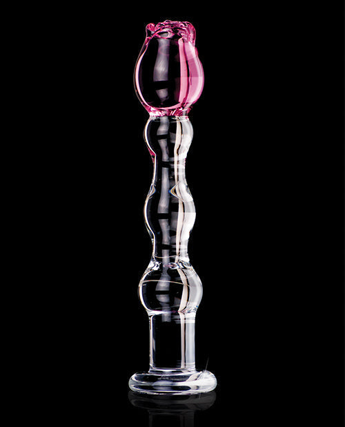 Icicles No 12 Realistic Dildo | Hand Blown Glass Dildo Massager | Clear Rose Tip Big Dildo