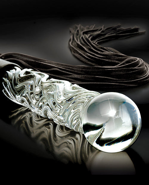 Icicles No 38 Realistic Dildo | Hand Blown Glass Dildo | Handled Bull Leather Whip Flogger