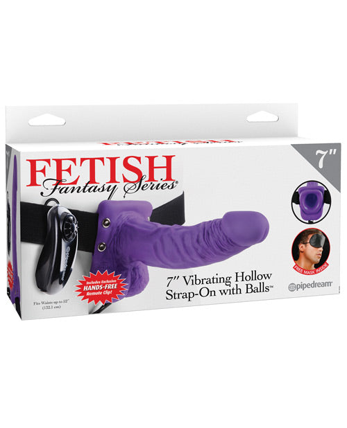 Fetish Fantasy Series 7" Vibrating Hollow Strap On w/Balls - Purple