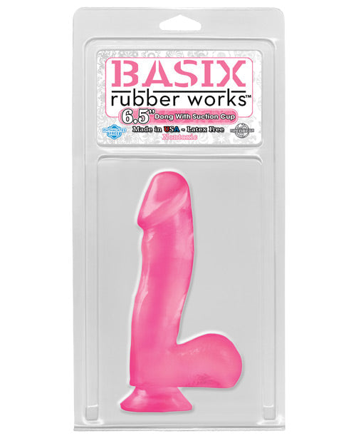 Basix Rubber Works Realistic Dildo | Pink 6.5" Big Dildo | Suction Cup Dildo