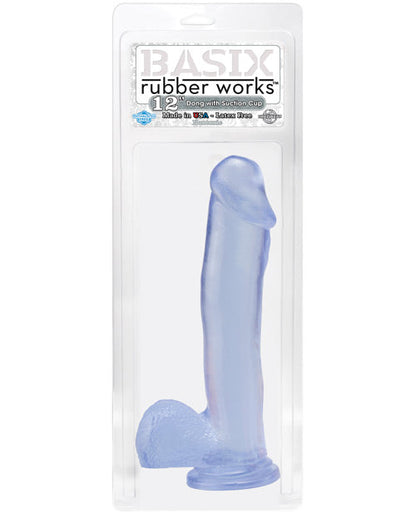 Basix Rubber Works Giant Dildo | 12" Clear Realistic Dildo | Suction Cup Dildo