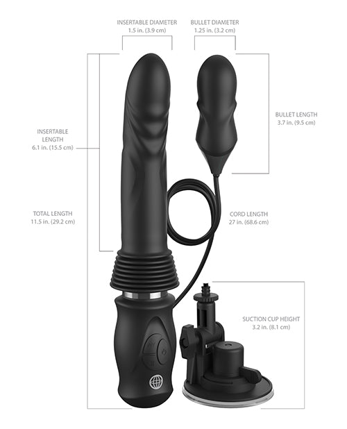 Fetish Fantasy Thrusting Vibrator | Ultimate Silicone 3x Bullet Vibrator | Black Suction Cup | Best Vibrator for Women