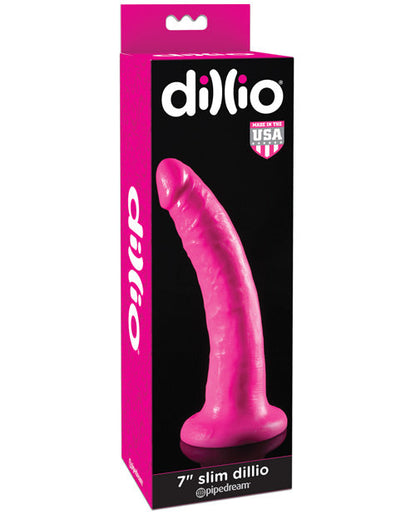 Dillio 7" Slim Slender Pink Dildo | Suction Cup Dildo | Large Dildo