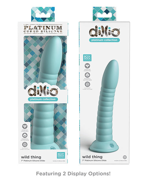 Dillio Platinum Large Dildo | 7" Big Dildo | Wild Thing Silicone Dildo | Teal Suction Cup Dildo