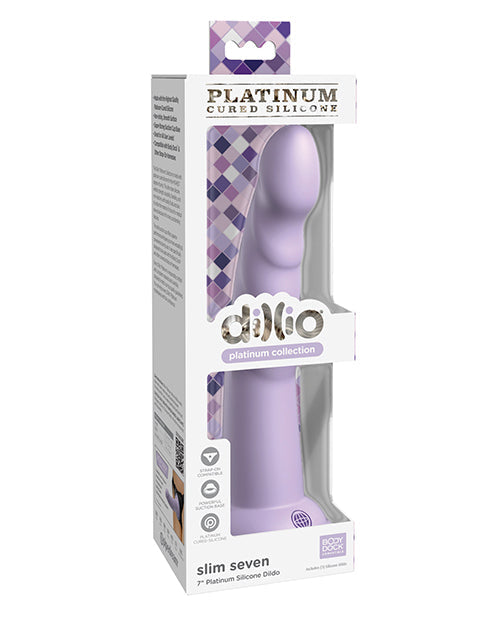 Dillio Large Dildo | Platinum 7" Big Dildo | Slim Silicone Dildo | Purple Suction Cup Dildo