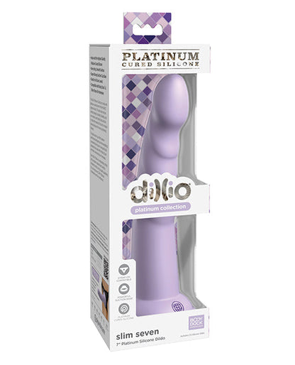 Dillio Large Dildo | Platinum 7" Big Dildo | Slim Silicone Dildo | Purple Suction Cup Dildo