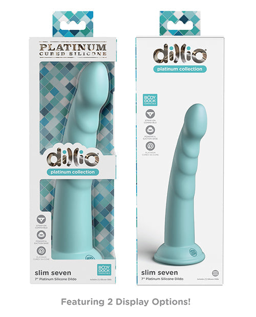 Dillio Large Dildo | Platinum 7" Big Dildo | Slim Silicone Dildo | Teal Suction Cup Dildo