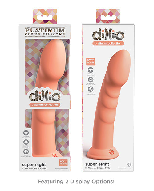 Dillio Platinum Large Dildo | 8" Big Dildo | Super Silicone Dildo | Peach Suction Cup Dildo