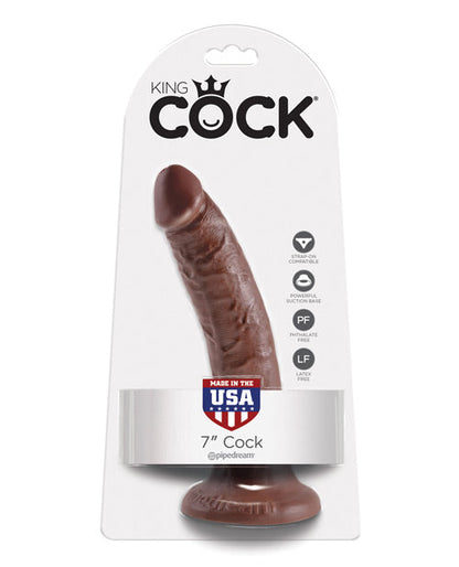 King Cock 7" Big Dildo | Brown Realistic Dildo | Large Dildo | Suction Cup Dildo