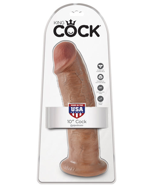 King Cock Large Dildo | 10" Big Dildo | Tan Suction Cup Dildo | Realistic Dildo