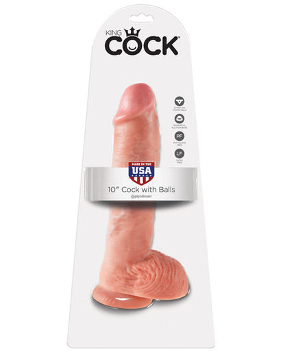 King Cock 10" Big Dildo with Balls | Flesh Suction Cup Dildo | Realistic Dildo | Large Dildo