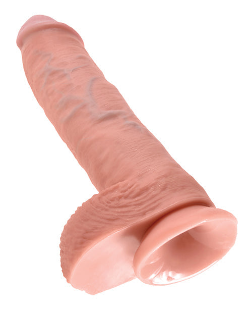 King Cock 10" Big Dildo with Balls | Flesh Suction Cup Dildo | Realistic Dildo | Large Dildo