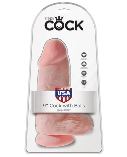 King Cock 9" Big Dildo | Chubby Realistic Dildo | Flesh Suction Cup Dildo