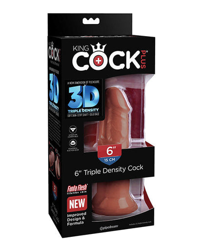 King Cock Plus Large Dildo | Brown 6" Big Dildo | Triple Density Suction Cup Dildo