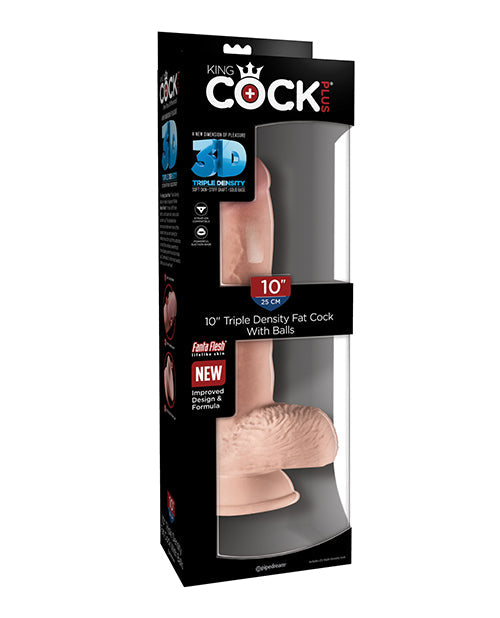 King Cock Plus Large Dildo | 10" Big Dildo | Triple Density Fat Suction Cup Dildo with Balls