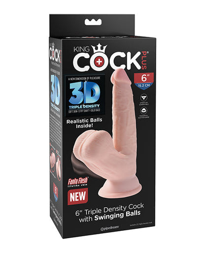 King Cock Plus Large Dildo | Ivory Triple Density with Swinging Balls 6" Big Dildo