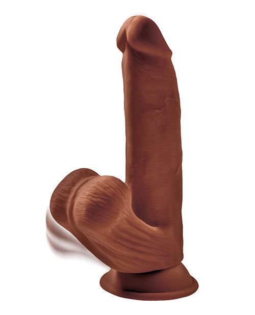 King Cock Plus Large Dildo | Brown 8" Big Dildo | Triple Density Suction Cup Dildo with Swinging Balls