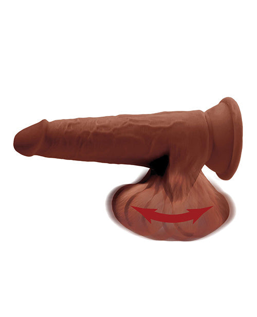 King Cock Plus Large Dildo | Brown 8" Big Dildo | Triple Density Suction Cup Dildo with Swinging Balls