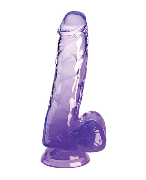 King Cock Clear Large Dildo | 6" Big Dildo with Balls | Purple Dildo | Suction Cup Dildo