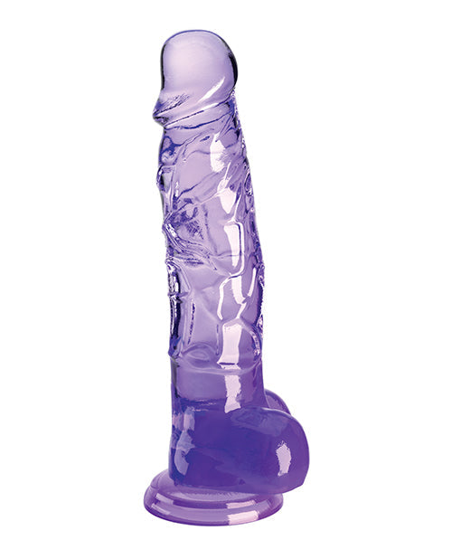 King Cock Large Dildo with Balls | Clear 8" Big Dildo | Purple Dildo | Suction Cup Dildo