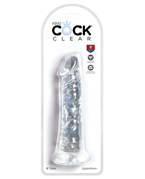 King Cock Large Dildo | Clear 8" Big Dildo | Suction Cup Dildo | Realistic Dildo