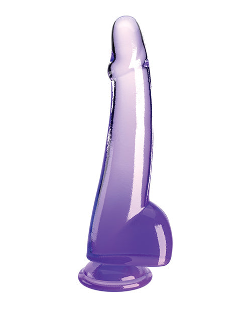 King Cock Large Dildo | Clear 10" Dildo with Balls | Purple Dildo | Suction Cup Dildo