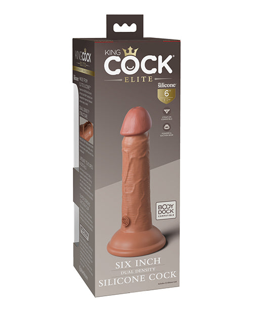 King Cock Elite Large Dildo | Silicone 6" Big Dildo | Dual Density Tan Suction Cup Dildo