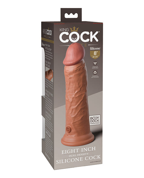 King Cock Elite Large Dildo | 8" Big Dildo | Dual Density Silicone Tan Suction Cup Dildo