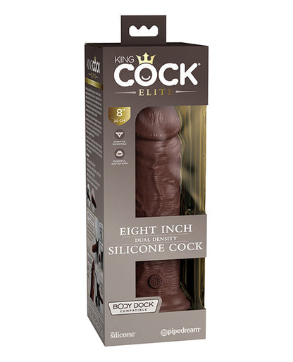 King Cock Elite Large Dildo | Silicone 8" Big Dildo | Dual Density Brown Suction Cup Dildo