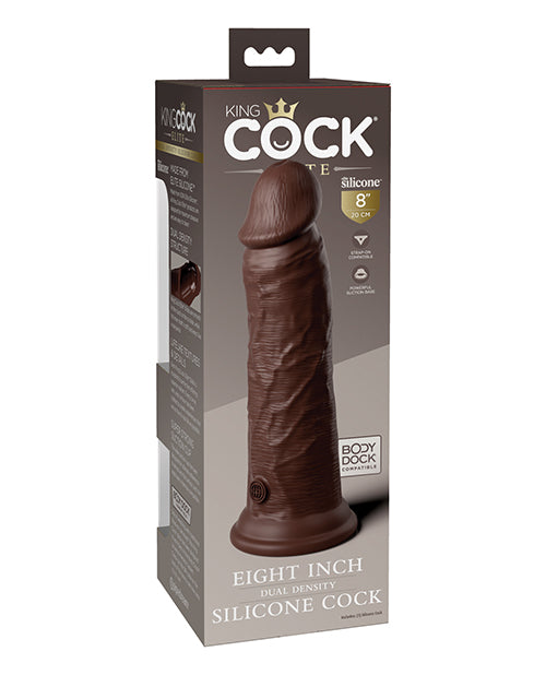 King Cock Elite Large Dildo | Silicone 8" Big Dildo | Dual Density Brown Suction Cup Dildo