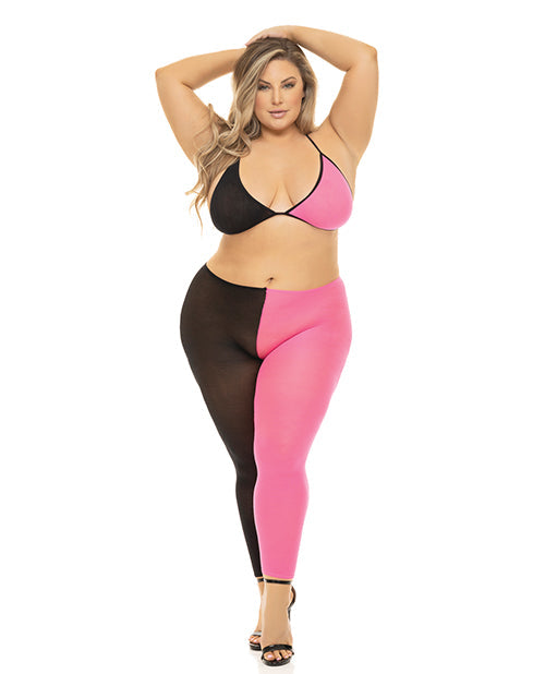 Pink Lipstick Block You Out Bra & Legging Black/Pink QN