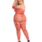 Pink Lipstick In My Head Net Bodystocking Red QN