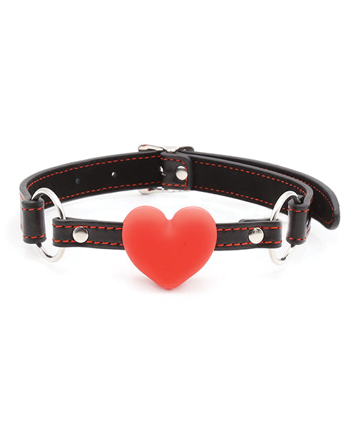 Plesur Heart Ball Gag w/Red Hearts - Black