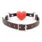 Plesur Heart Ball Gag w/Red Hearts - Black