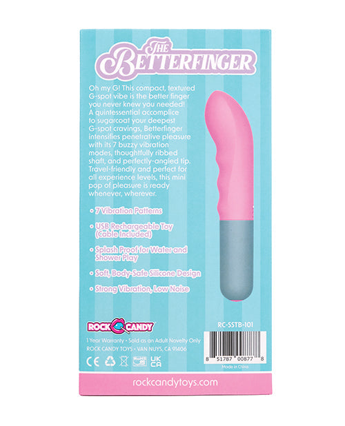 Rock Candy G Spot Vibrator | Betterfinger 7x Small Vibrator | Pink-Grey Textured Best Vibrator for Women