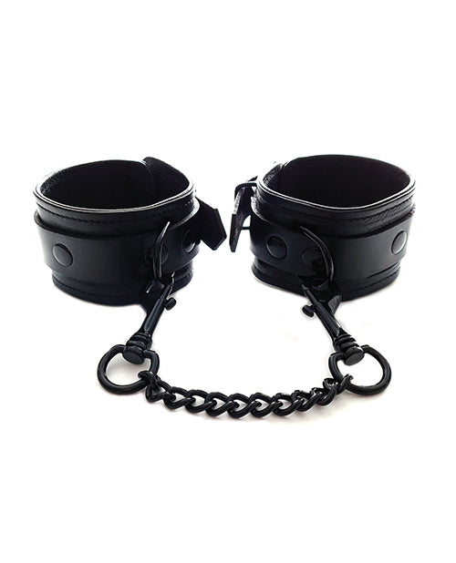 Rouge Leather Ankle Cuffs - Black with Black