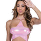 Metallic Iridescent Star Tie Top - Pink LG