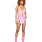 Metallic Iridescent Dress w/Attached Leg Straps - Pink LG