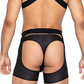 Master Chaps w/Hook & Ring Closure & Rear Cut Out (Thong Not Included) - Black LG