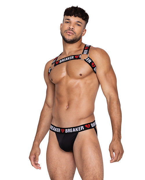 Heartbreaker Harness w/Large O-Ring Detail Black/Red L/XL