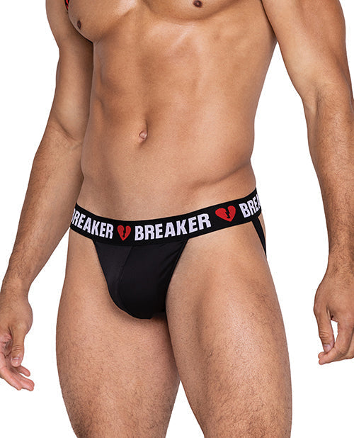 Heartbreaker Jockstrap w/Contoured Pouch & Elastic Rear Straps Black/Red MD