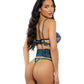 Eden Scalloped Eyelash Lace & Wet Look Waspie 3 pc Set - Teal LG