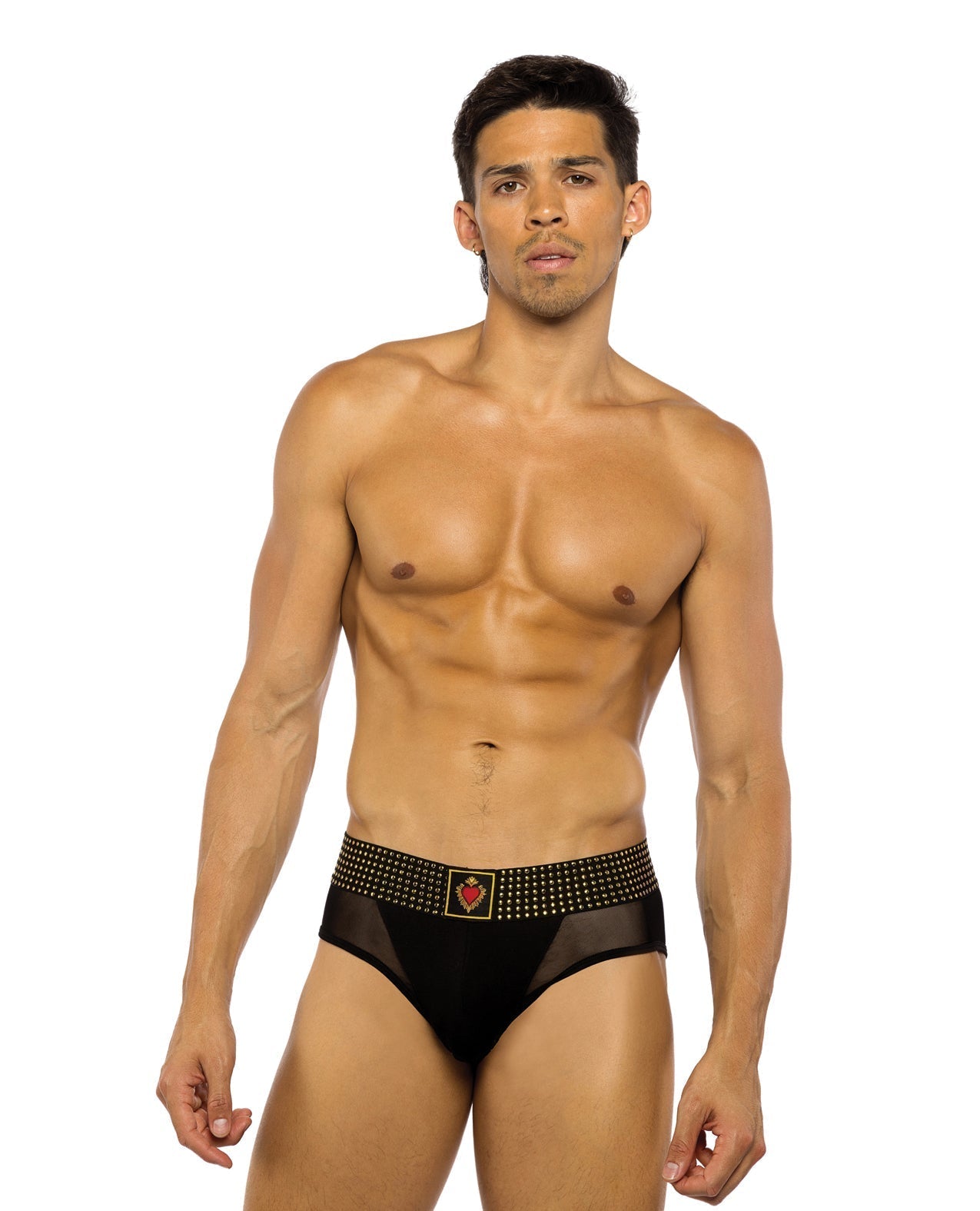 Sacred Heart Briefs w/Studded Elastic Waist Band - Black LG