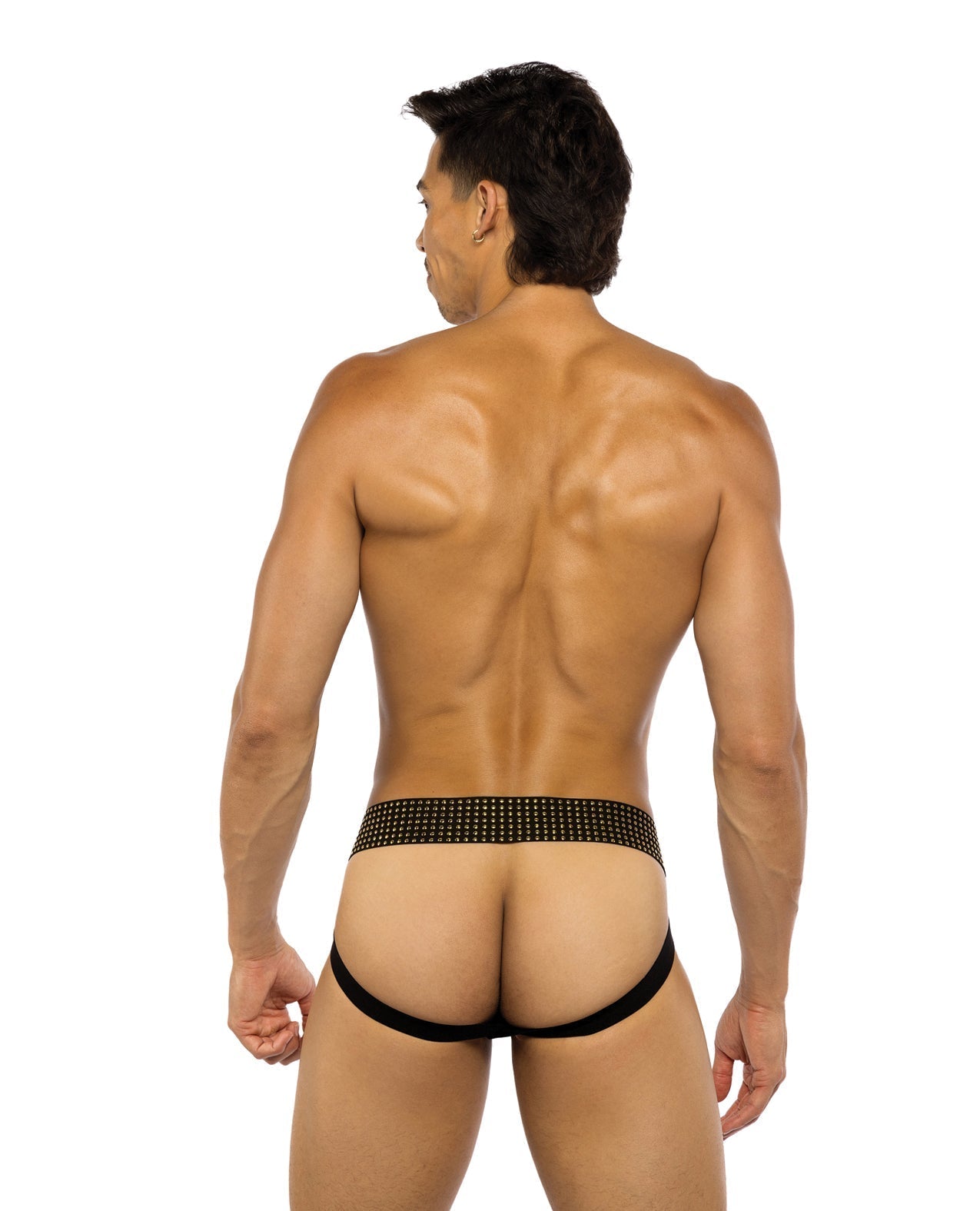 Sacred Heart Jockstrap w/Contoured Pouch & Studded Elastic Waist - Black LG