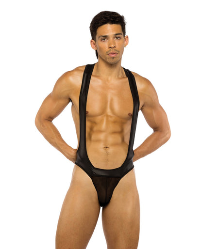 Men's Wrestling Jockstrap Singlet - Black XL