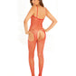 Rene Rofe Industrial Net Suspender Bodystocking Red O/S