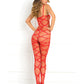 Rene Rofe Strapped Up Sheer Bodystocking Red O/S