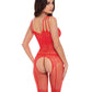 Rene Rofe All Heart Crotchless Bodystocking Red O/S