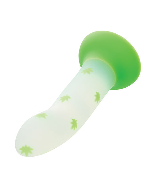 Glowing Stick Realistic Dildo | Leaf Suction Cup Dildo | Green Glow-in-the-Dark Big Dildo