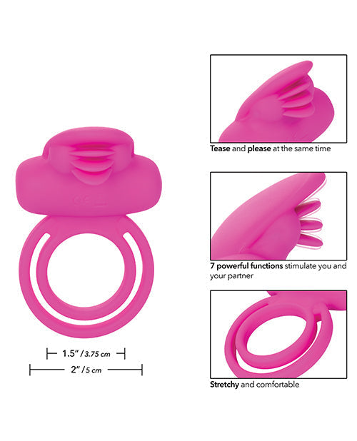 Silicone Rechargeable Dual Clit Flicker Enhancer - Pink